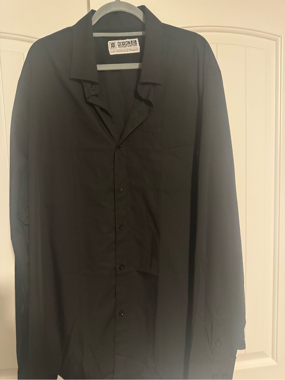 DIXXON bamboo Black Long-Sleeve Dress Shirt with Chest Pocket